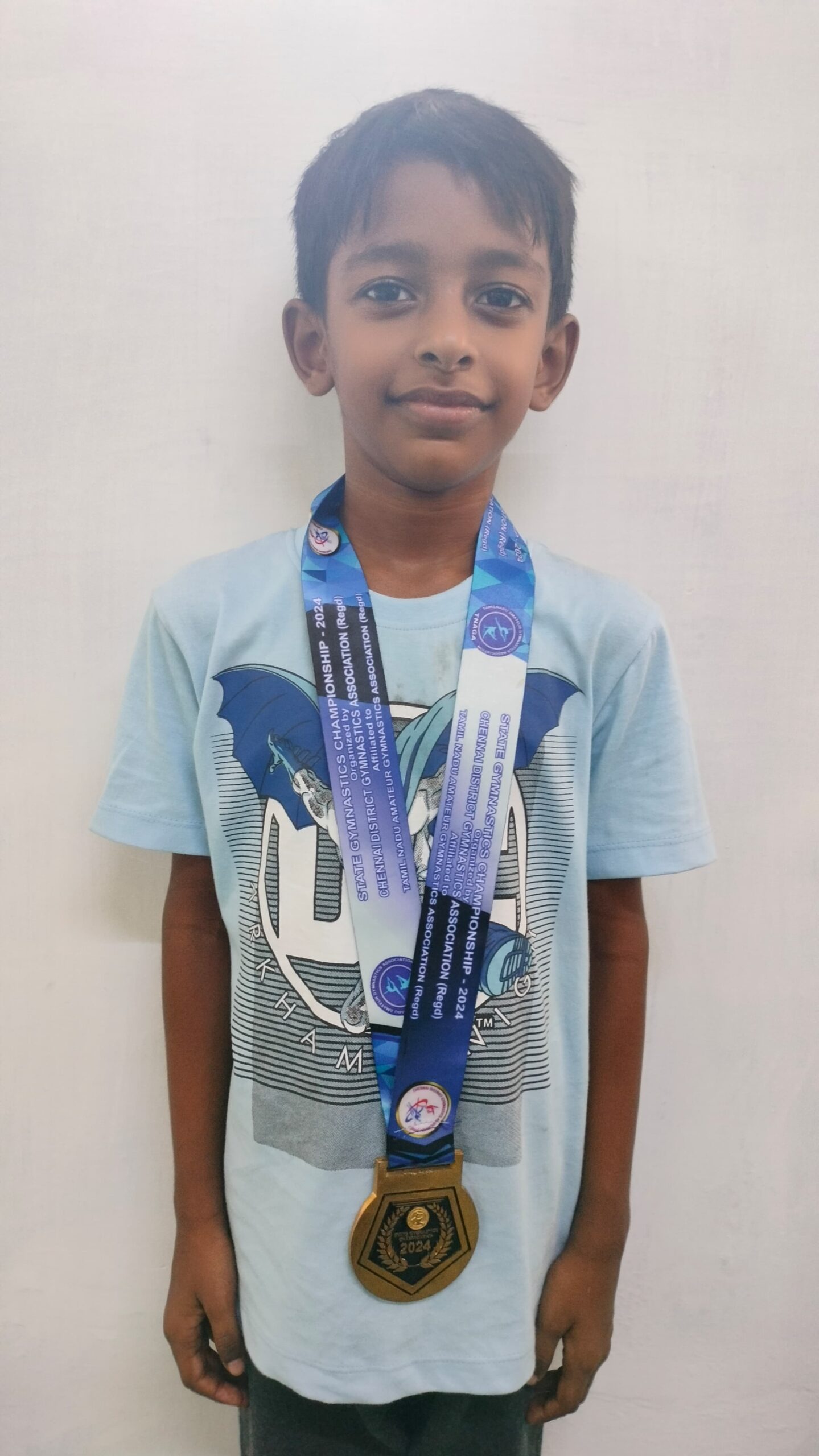 Ethan Cruz of UKG A won 1st in the floor event in Under 6 in State Gymnastics Championship 2024, held by Chennai District Gymnastics Association (31-8-24 to 1-9-24).