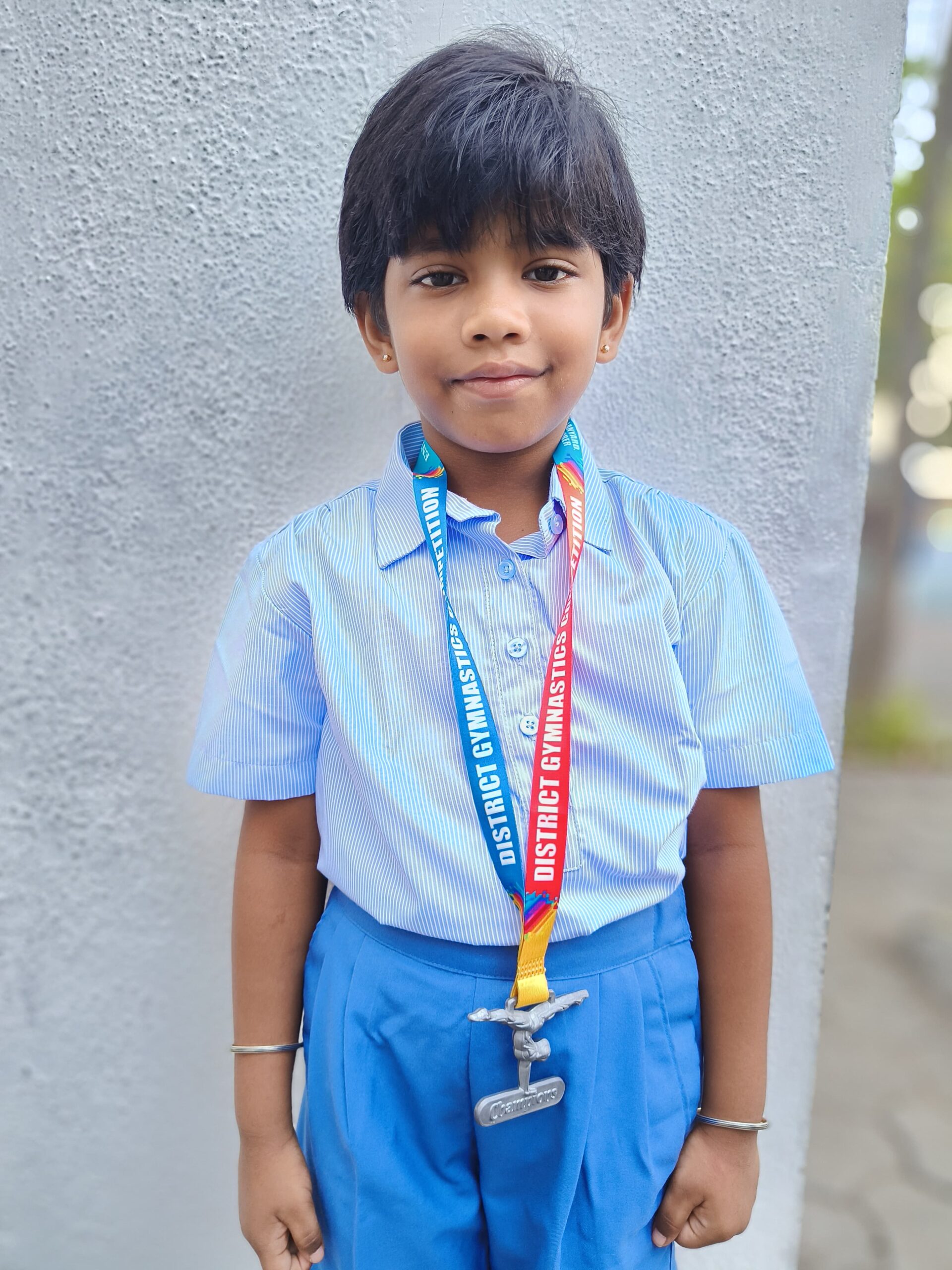 IN THE INTER DISTRICT GYMNASTICS COMPETITION ORGANISED BY TAMILNADU GYMNASTICS ASSOCIATION, HELD IN KANCHEEPURAM AND CHENGALPATTU, SASTIKA WON SILVER IN THE FLOOR IN THE UNDER-8 CATEGORY