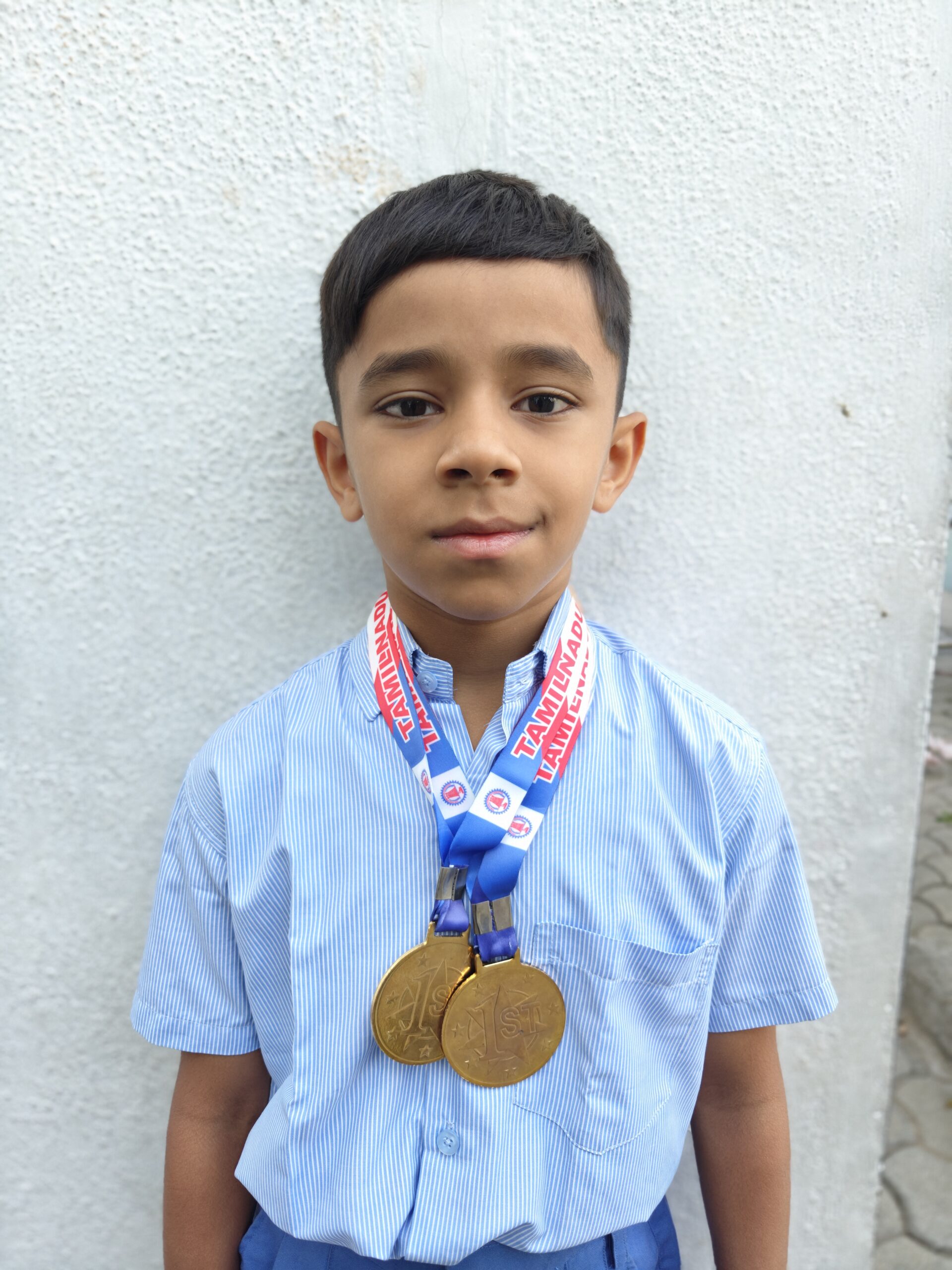 IN THE STATE LEVEL GYMNASTICS CHAMPIONSHIP 2025-2026 CONDUCTED BY TAMIL NADU GYMNASTIC ASSOCIATION ON 26TH AND 27TH JULY 2025, GUNAV MUTHA OF CLASS 4 WON GOLD IN THE TABLE VAULT AND FLOOR