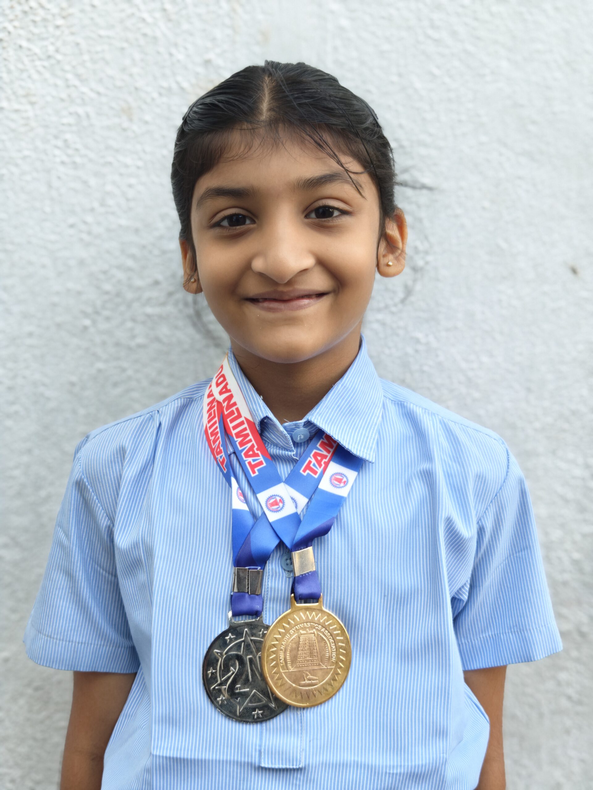 IN THE STATE LEVEL GYMNASTICS CHAMPIONSHIP 2025-2026 CONDUCTED BY TAMIL NADU GYMNASTIC ASSOCIATION ON 26TH AND 27TH JULY 2025, KAIRA METHA OF CLASS 3 WON GOLD IN THE BALANCE BEAM AND SILVER IN FLOOR
