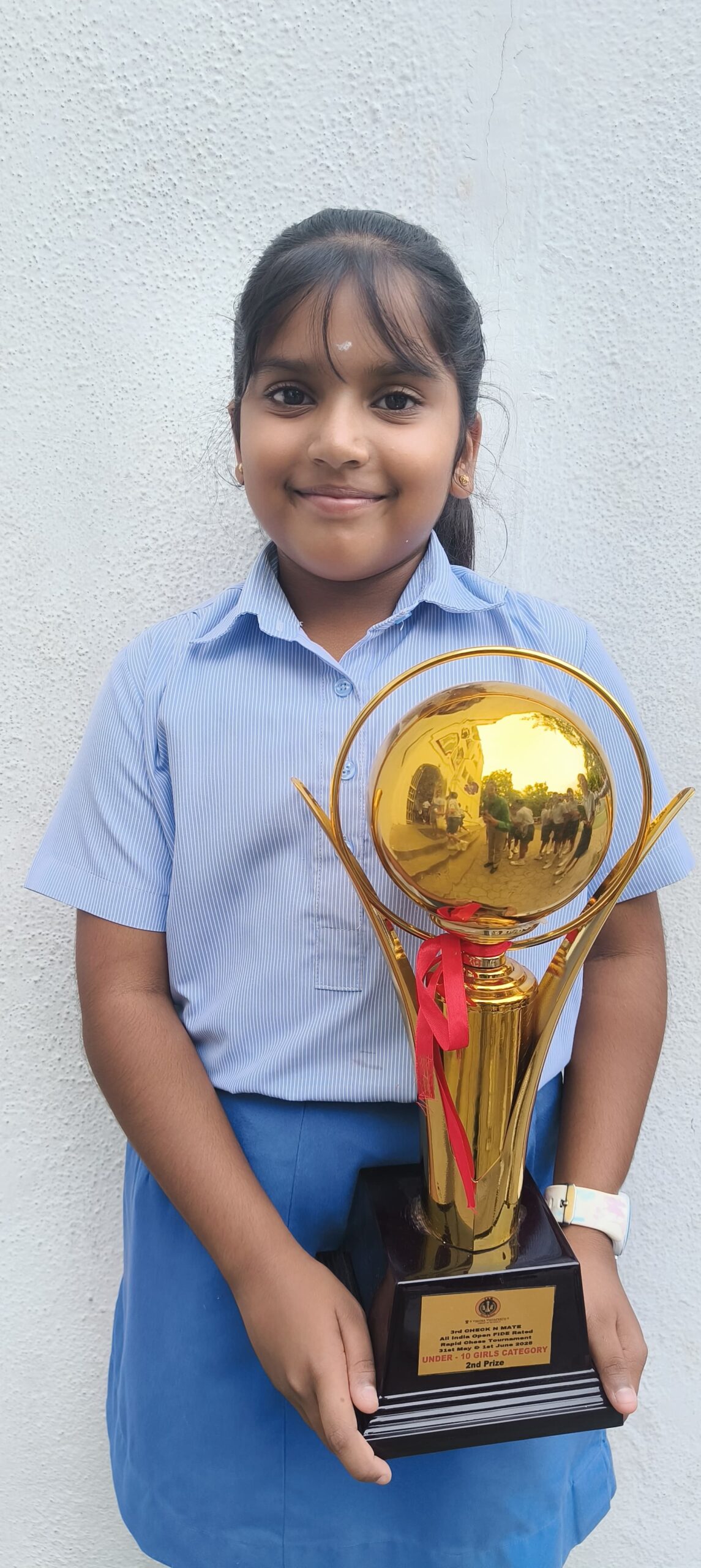 IN THE ALL INDIA LEVEL FIDE RATED CHESS TOURNAMENT HELD IN BANGALORE ON 31ST MAY AND 1ST JUNE 2025 S. SAMANVETHA OF CLASS 5 SECURED 2ND PLACE IN THE U-10 GIRLS CATEGORY
