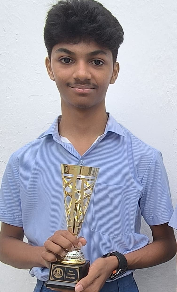 IN THE SISHYA OMR MODEL UNITED NATIONS (SOMUN), ARVIND PB REPRESENTED GEORGE A. FURNESS IN THE IMTFE COMMITTEE AND WAS DECLARED THE BEST DELEGATE.