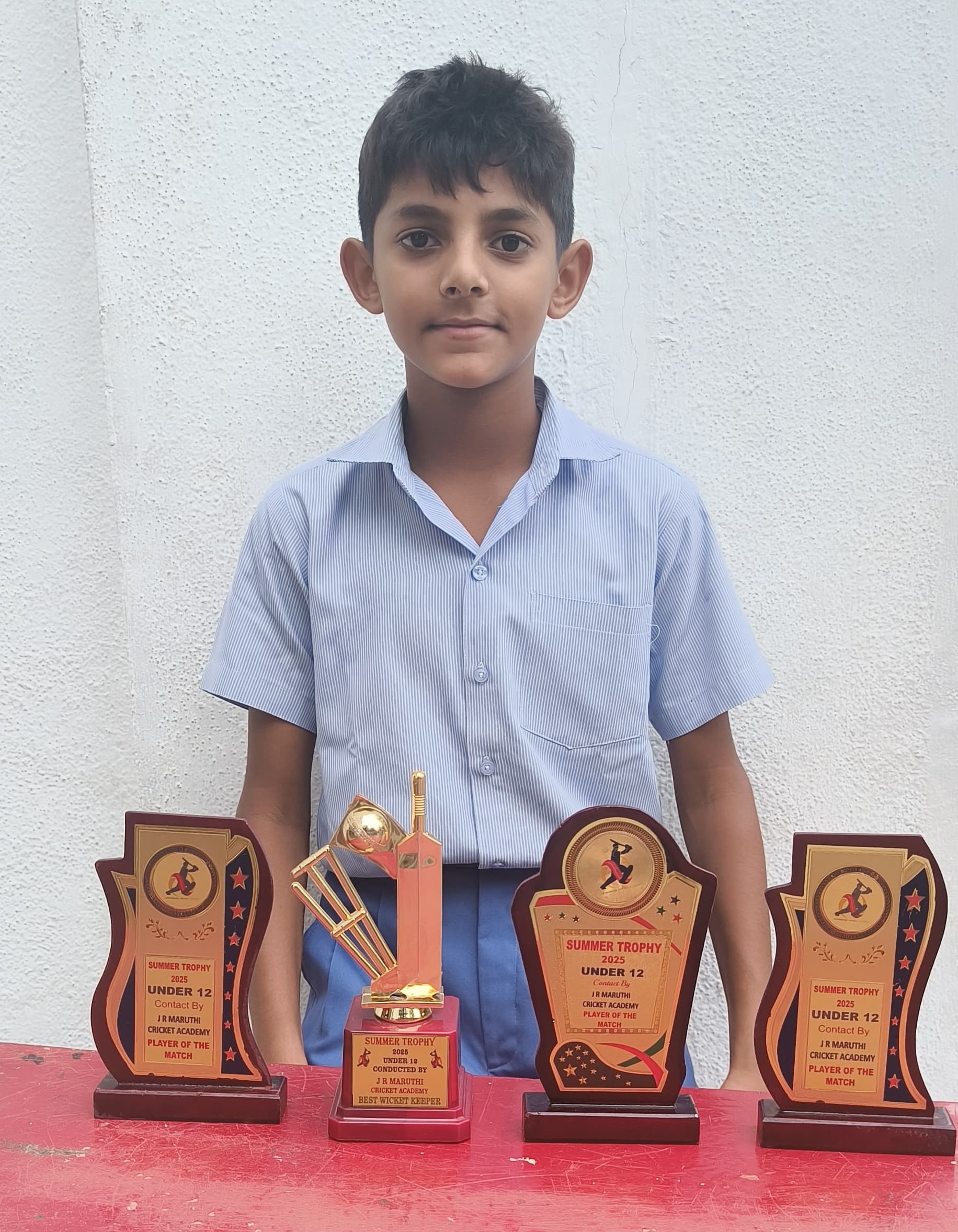 AARYAN WAS DECLARED AS THE BEST WICKETKEEPER IN THE SJCA TOURNAMENT SEASON UNDER-12 CATEGORY. HE WAS ALSO THE PLAYER OF THE TOURNAMENT FOR THE YEAR 2025.
