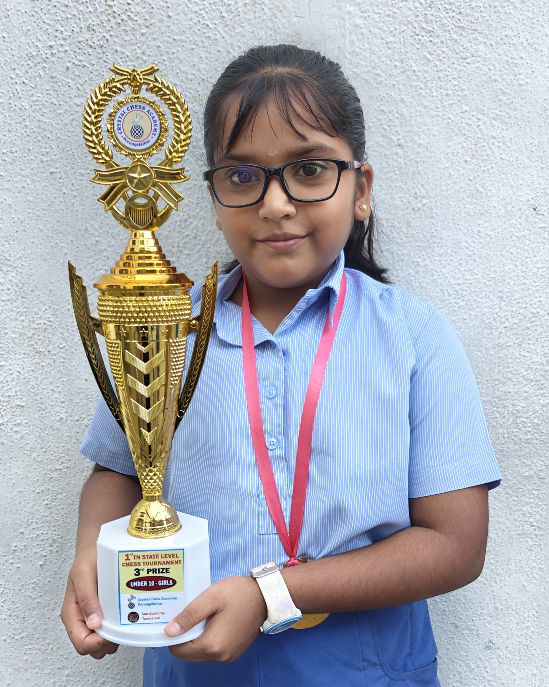 SAMANVETHA S SECURED 3RD PLACE IN THE 9TH STATE LEVEL CHESS TOURNAMENT UNDER 10 GIRLS CATEGORY CONDUCTED AT SAN ACADEMY, CHENNAI.