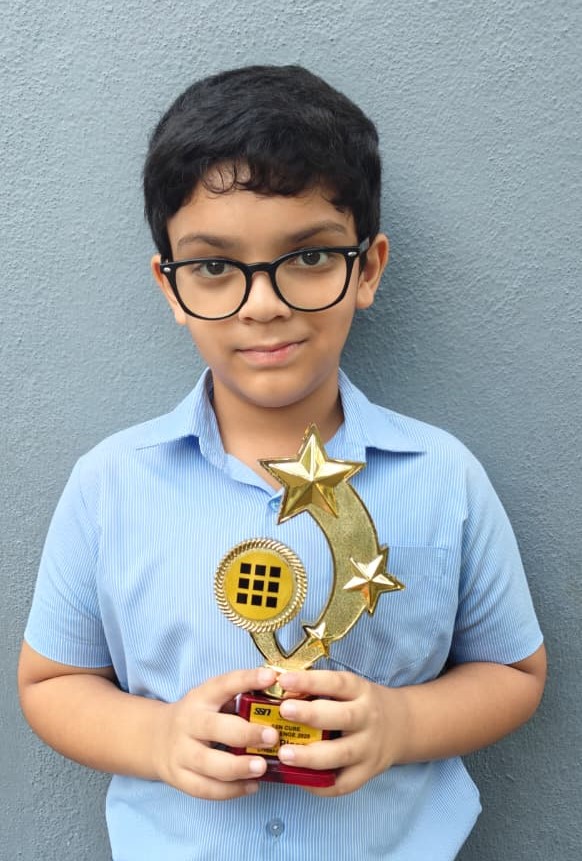 RISHI WON GOLD IN 3 X 3 SPEED  AND SILVER IN THE 2 X 2 SPEED CUBING COMPETITION IN THE UNDER-8 CATEGORY IN THE SSN CUBE CHALLENGE 2025 CONDUCTED BY WORLD CUBE ASSOCIATION.
