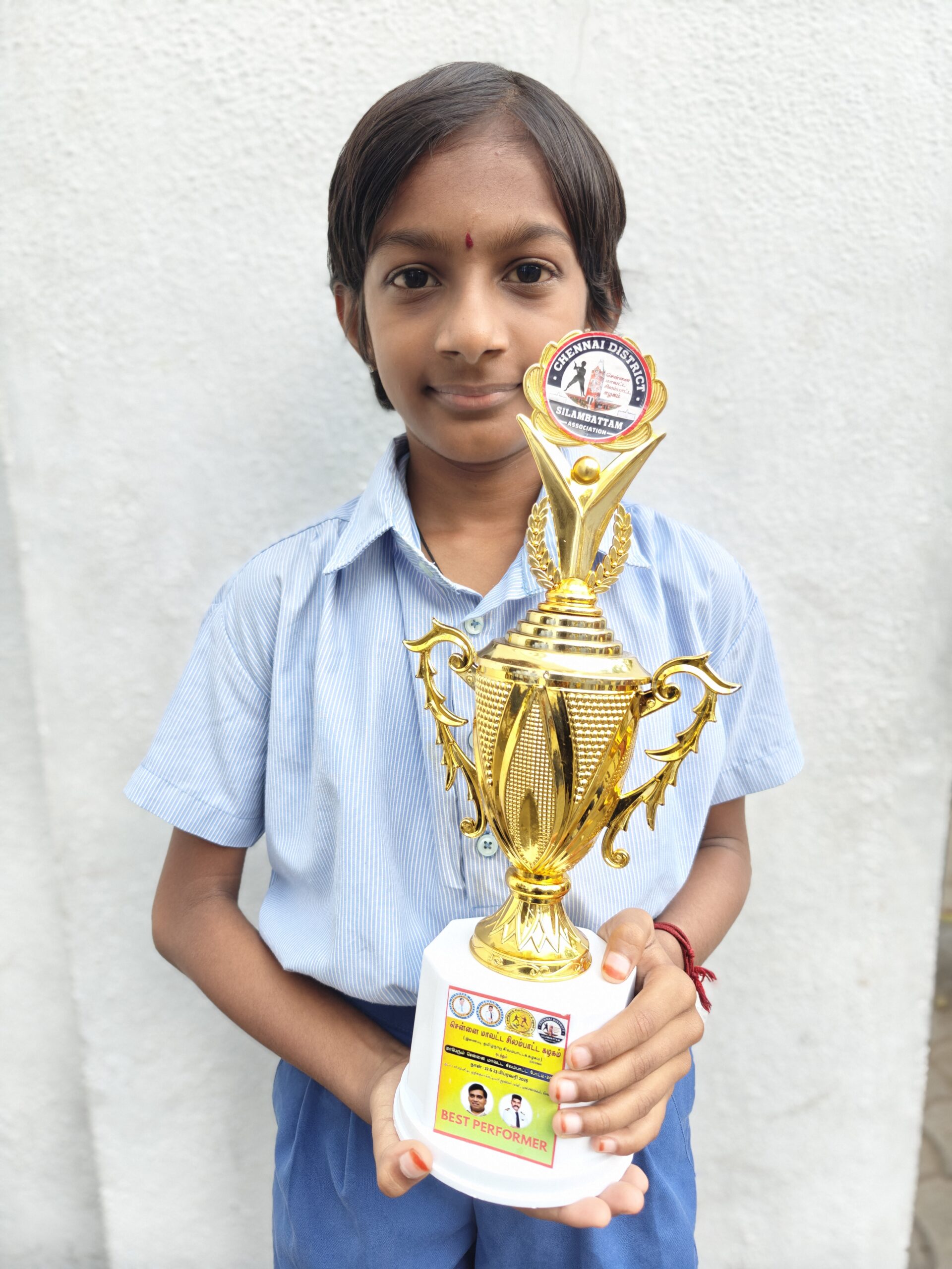 SOLAI WAS THE BEST PERFORMER IN THE UNDER-10 CATERGORY CHENNAI DISTRICT SILAMBATTAM ASSOCIATION CONDUCTED AT SIR. M.C.T.  SCHOOL